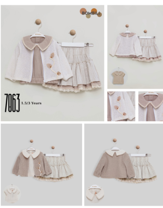 TOPTAN BOMBİLİ KIZ ÇOCUK ETEKLİ 3 LÜ TAKIM 1 - 3 Y