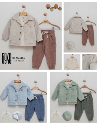 TOPTAN BOMBİLİ ERKEK BEBEK 3 LÜ TAKIM 6 - 18 M