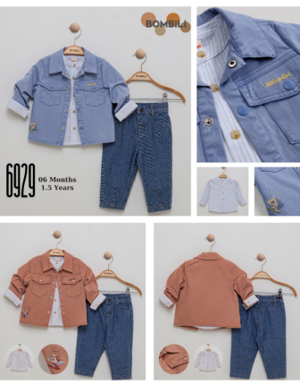 TOPTAN BOMBİLİ ERKEK BEBEK 3 LÜ TAKIM 6 - 18 M