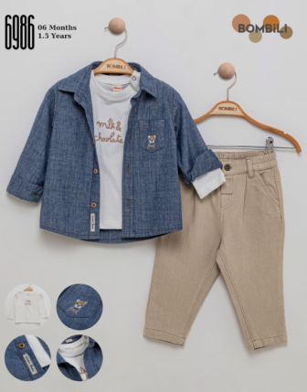TOPTAN BOMBİLİ ERKEK BEBEK 3 LÜ TAKIM 6 - 18 M