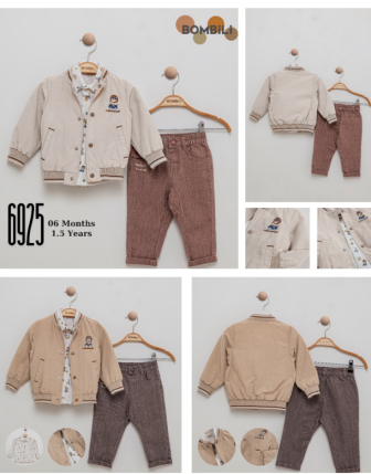 TOPTAN BOMBİLİ ERKEK BEBEK 3 LÜ TAKIM 6 - 18 M