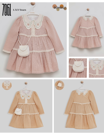 TOPTAN BOMBİLİ KIZ ÇOCUK ÇANTALI ELBİSE 1 - 3 Y