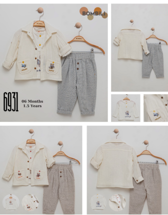 TOPTAN BOMBİLİ ERKEK BEBEK 3 LÜ TAKIM 6 - 18 M