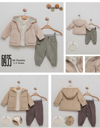 TOPTAN BOMBİLİ ERKEK BEBEK 3 LÜ TAKIM 6 - 18 M