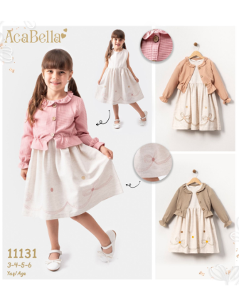 TOPTAN ACABELLA KIZ ÇOCUK CEKETLİ ELBİSE 3 - 6 Y