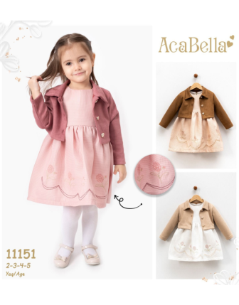 TOPTAN ACABELLA KIZ ÇOCUK CEKETLİ ELBİSE 2 - 5 Y