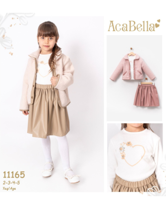 TOPTAN ACABELLA KIZ ÇOCUK ETEKLİ 3 LÜ TAKIM 2 - 5 Y