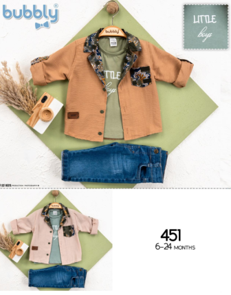 TOPTAN MELCAN ERKEK BEBEK 3 LÜ TAKIM 6 - 24 M