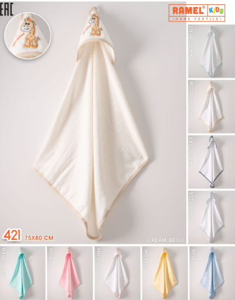 TOPTAN RAMEL BEBEK KAPÜŞONLU HAVLU 75 x 80 CM