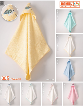 TOPTAN RAMEL BEBEK KAPÜŞONLU HAVLU 75 x 80 CM