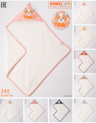 TOPTAN RAMEL BEBEK KAPÜŞONLU HAVLU 80 x 80 CM