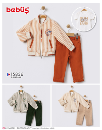 TOPTAN BEBÜŞ ERKEK ÇOCUK 3 LÜ CEKETLİ TAKIM 2 - 5 Y