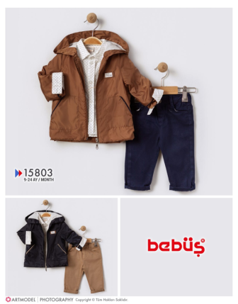 TOPTAN BEBÜŞ ERKEK BEBEK 3 LÜ TAKIM 9  - 24 M