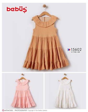 TOPTAN BEBÜŞ KIZ ÇOCUK ELBİSE 6 - 9 Y