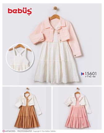 TOPTAN BEBÜŞ KIZ ÇOCUK ELBİSE 6 - 9 Y