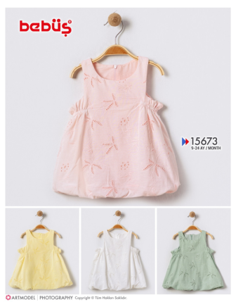 TOPTAN BEBÜŞ KIZ BEBEK ELBİSE 9 - 24 M