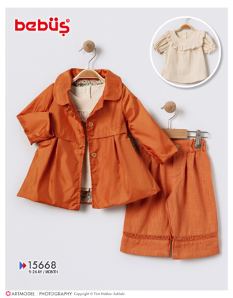 TOPTAN BEBÜŞ KIZ BEBEK 3 LÜ TAKIM 9 - 24 M