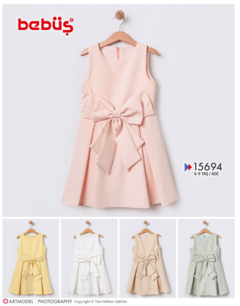 TOPTAN BEBÜŞ KIZ ÇOCUK ELBİSE 6 - 9 Y