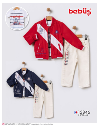 TOPTAN BEBÜŞ ERKEK ÇOCUK 3 LÜ BADİLİ TAKIM 2 - 5 Y