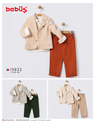 TOPTAN BEBÜŞ ERKEK ÇOCUK 3 LÜ GÖMLEK TAKIM 2 - 5 Y
