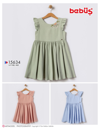 TOPTAN BEBÜŞ KIZ ÇOCUK ELBİSE 6 - 9 Y