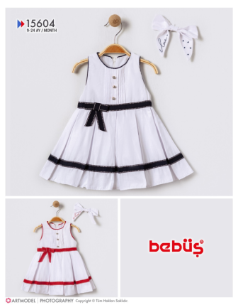 TOPTAN BEBÜŞ KIZ BEBEK ELBİSE 9 - 24 M