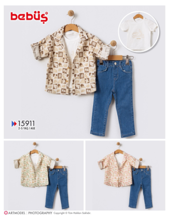 TOPTAN BEBÜŞ ERKEK ÇOCUK 3 LÜ BADİLİ TAKIM 2 - 5 Y