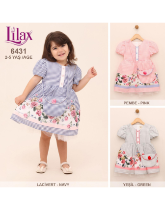 TOPTAN LİLAX KIZ ÇOCUK ELBİSE 2 - 5 Y