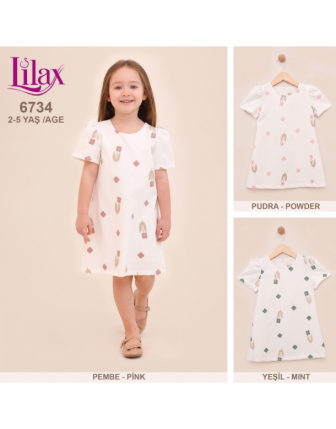 TOPTAN LİLAX KIZ ÇOCUK ELBİSE 2 - 5 Y