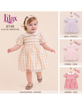 TOPTAN LİLAX KIZ BEBEK ELBİSE 9 - 24 M