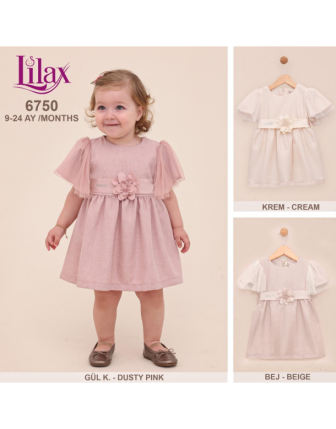 TOPTAN LİLAX KIZ BEBEK ELBİSE 9 - 24 M
