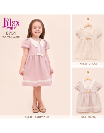 TOPTAN LİLAX KIZ ÇOCUK ELBİSE 2 - 5 Y