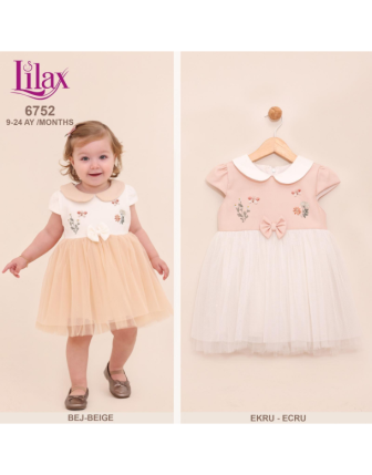 TOPTAN LİLAX KIZ BEBEK ELBİSE 9 - 24 M