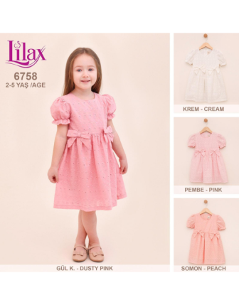 TOPTAN LİLAX KIZ ÇOCUK ELBİSE 2 - 5 Y