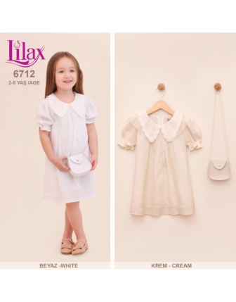 TOPTAN LİLAX KIZ ÇOCUK ÇANTALI ELBİSE 2 - 5 Y