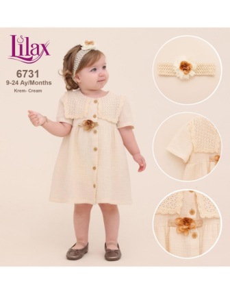TOPTAN LİLAX KIZ BEBEK ELBİSE 9 - 24 M