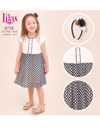 TOPTAN LİLAX KIZ ÇOCUK TAÇLI ELBİSE 2 - 5 Y