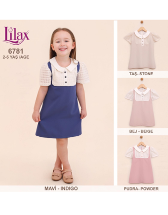 TOPTAN LİLAX KIZ ÇOCUK ELBİSE 2 - 5 Y
