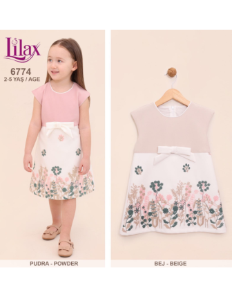 TOPTAN LİLAX KIZ ÇOCUK ELBİSE 2 - 5 Y