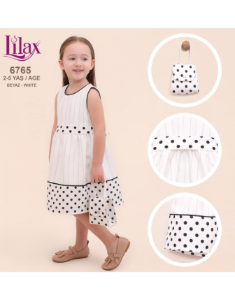 TOPTAN LİLAX KIZ ÇOCUK ÇANTALI ELBİSE 2 - 5 Y