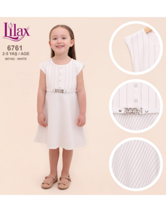 TOPTAN LİLAX KIZ ÇOCUK KEMERLİ ELBİSE 2 - 5 Y